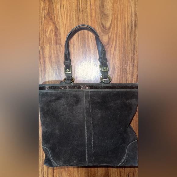 Coach Brown Suede Tote Bag RARE! - Picture 4 of 10
